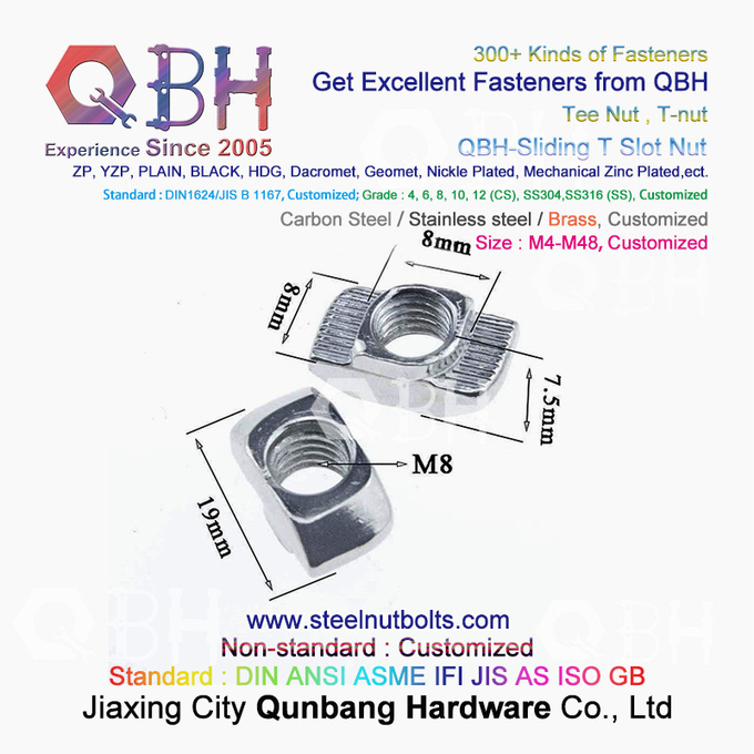 QBH 4040 Serisi Alüminyum Alüminyum Alaşımlı Profil Çekiç Sürgülü T Yuvalı Somunlar 2