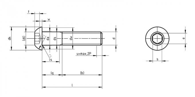 Metrik ISO 7380 Düğme Başlı Altıgen Soket Kapaklı Vida 8.8 10.9 Çelik 0